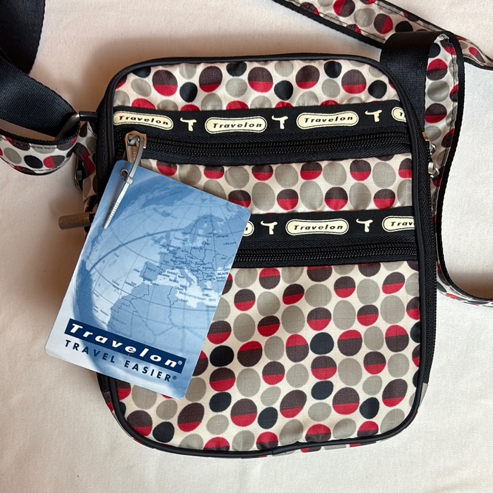 Travelon Black and Red crossbody Bag new with tags